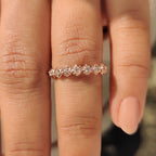 Round Diamond Nature Inspired Wedding Band in Flower Design