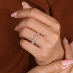Oval Rose Cut Diamond Eternity Band with Shared Prong