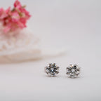 The Diandra Earrings | Round Lab Diamond Six Claw Solitaire Studs