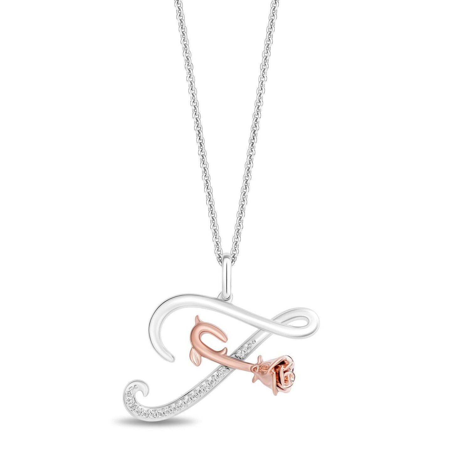 Enchanted Disney Fine Jewelry Diamonds Alphabet A to Z Belle Pendant Necklace