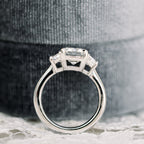 2.75 CT Emerald Moissanite Three Stones Engagement Ring