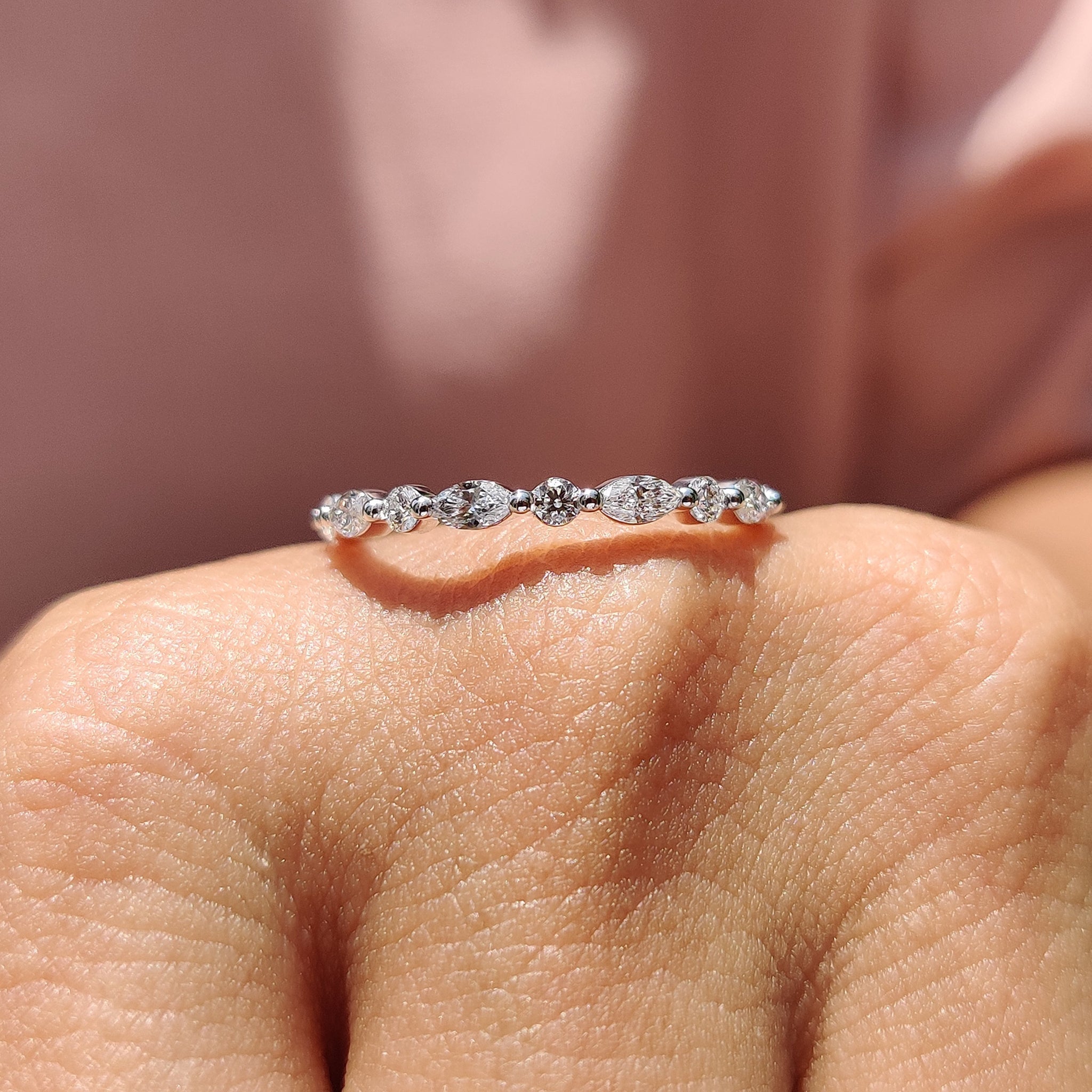 Marquise Diamond Band In Shared Prong Style