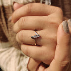 Bypass Engagement Ring With Round And Pear Diamond