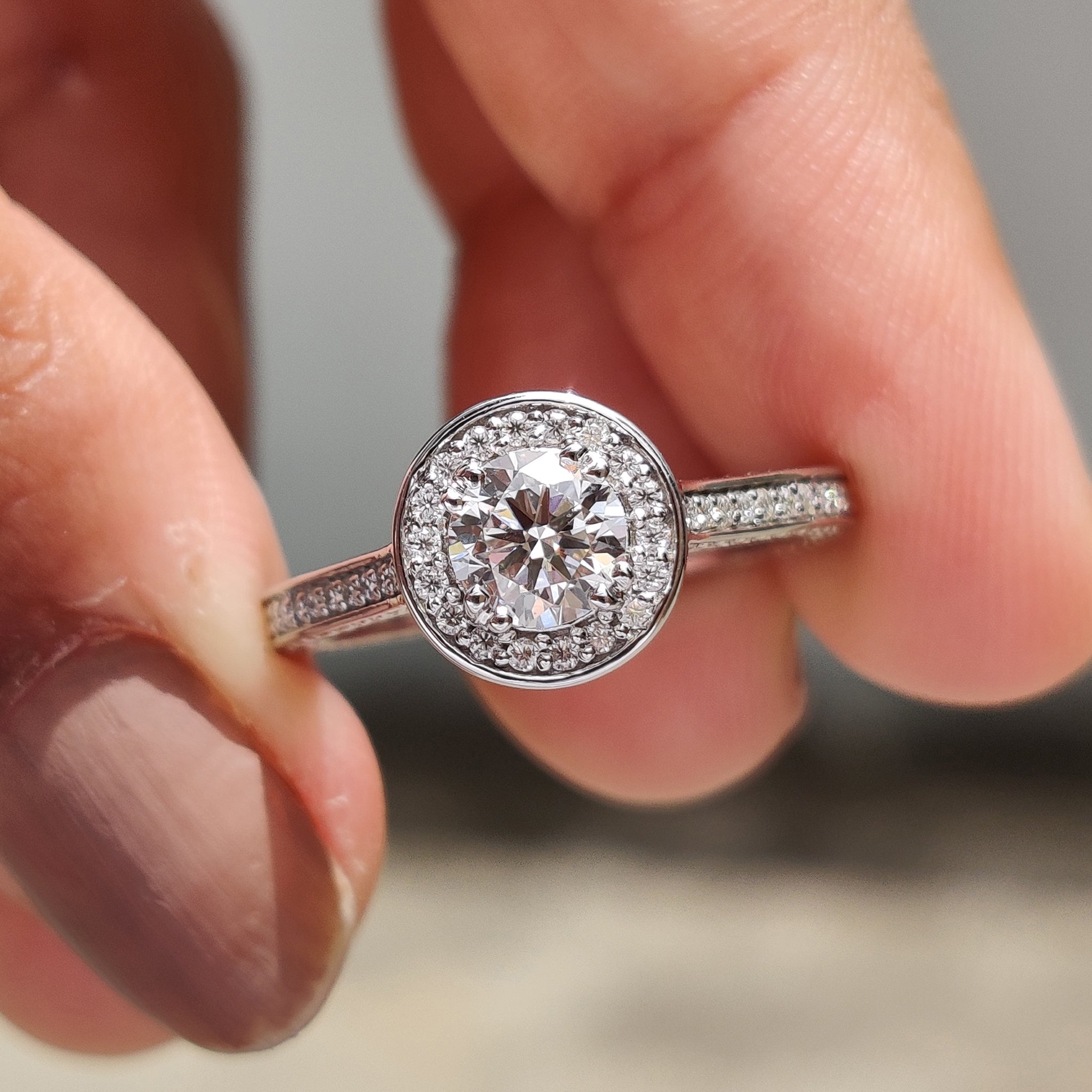 Bezel Halo Engagement Ring with Round Diamond Main image
