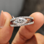 East West Marquise Engagement Ring In Split Shank Style