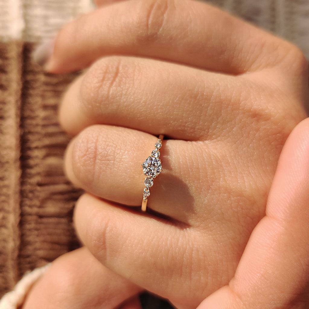 5 Stone Engagement Ring With Round Diamond