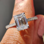 Emerald Cut Engagement Ring With Hidden Halo
