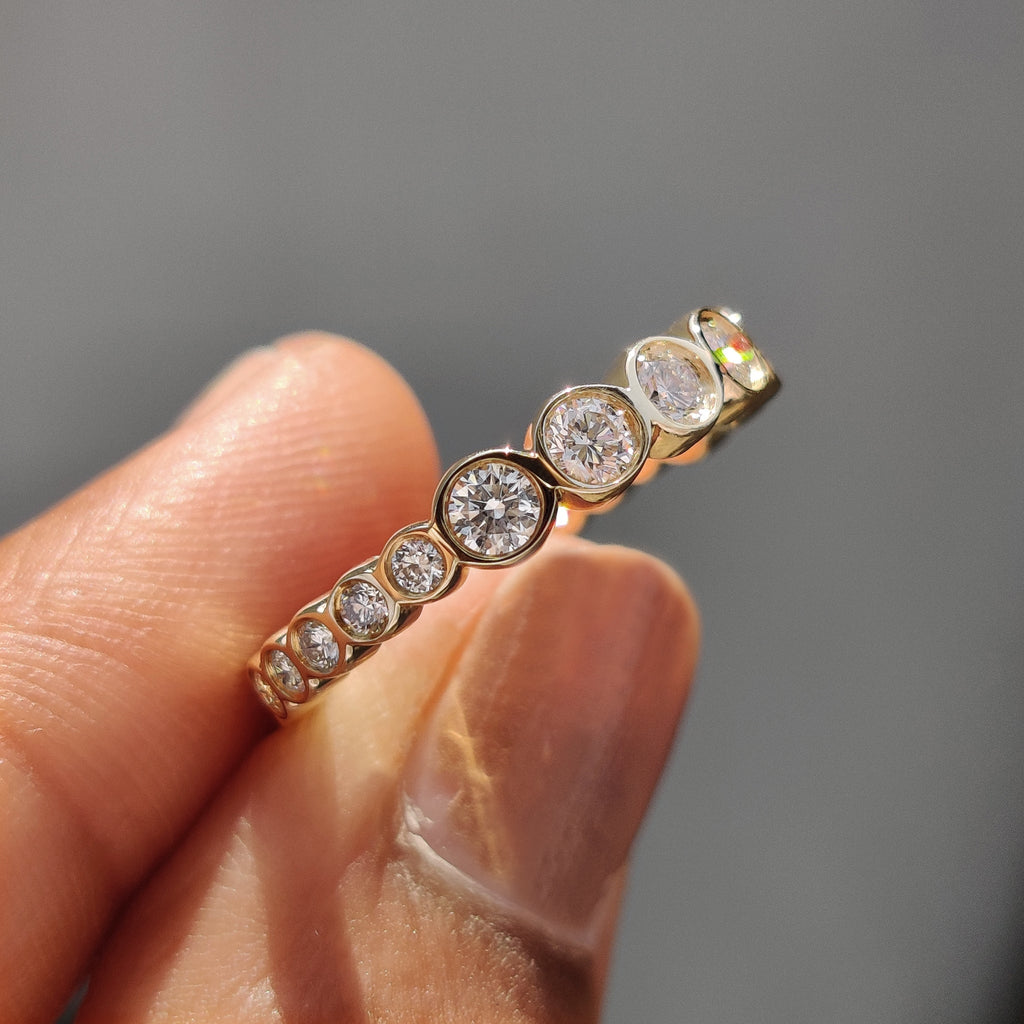 Bezel Set Wedding Band Featuring Round Diamond