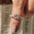 Round Brilliant Cut Diamond Ring With Round Cut Side Stones