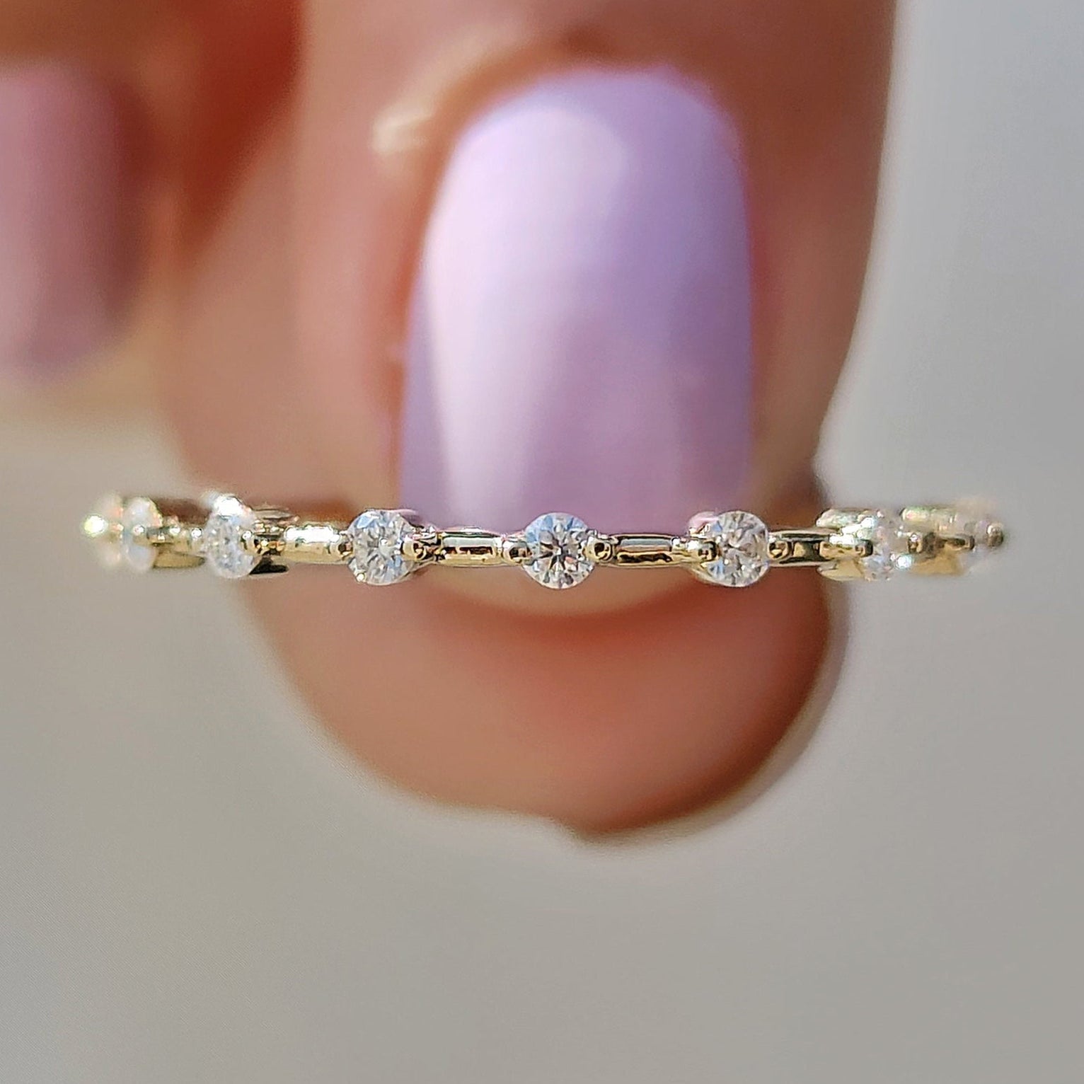 Stackable Wedding Band With Round Cut Moissanite Main image