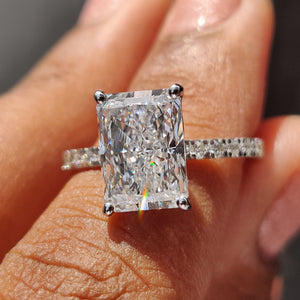 Radiant Cut Ring In Pave Setting