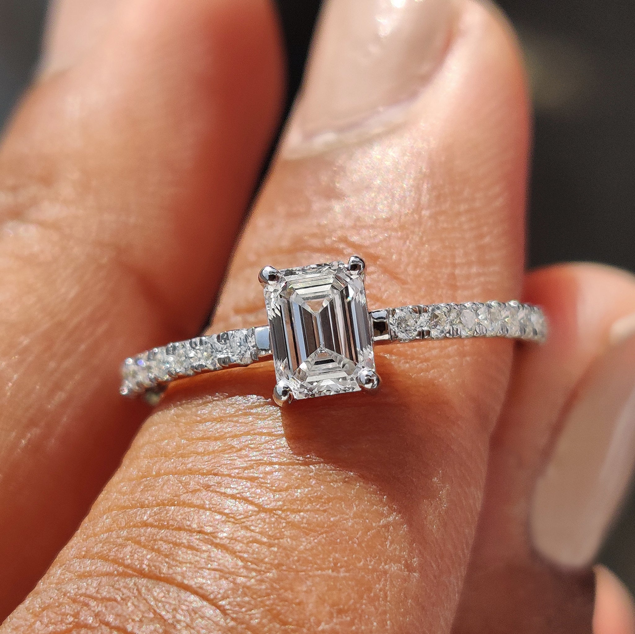Emerald Pave Ring With Secure Four Prong Setting