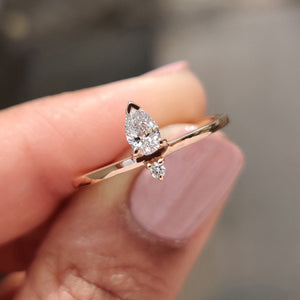 2 Stone Engagement Ring With Pear and Round Diamond