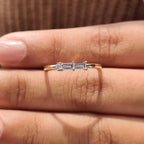 Baguette And Round Cut Yellow Gold Diamond Wedding Band