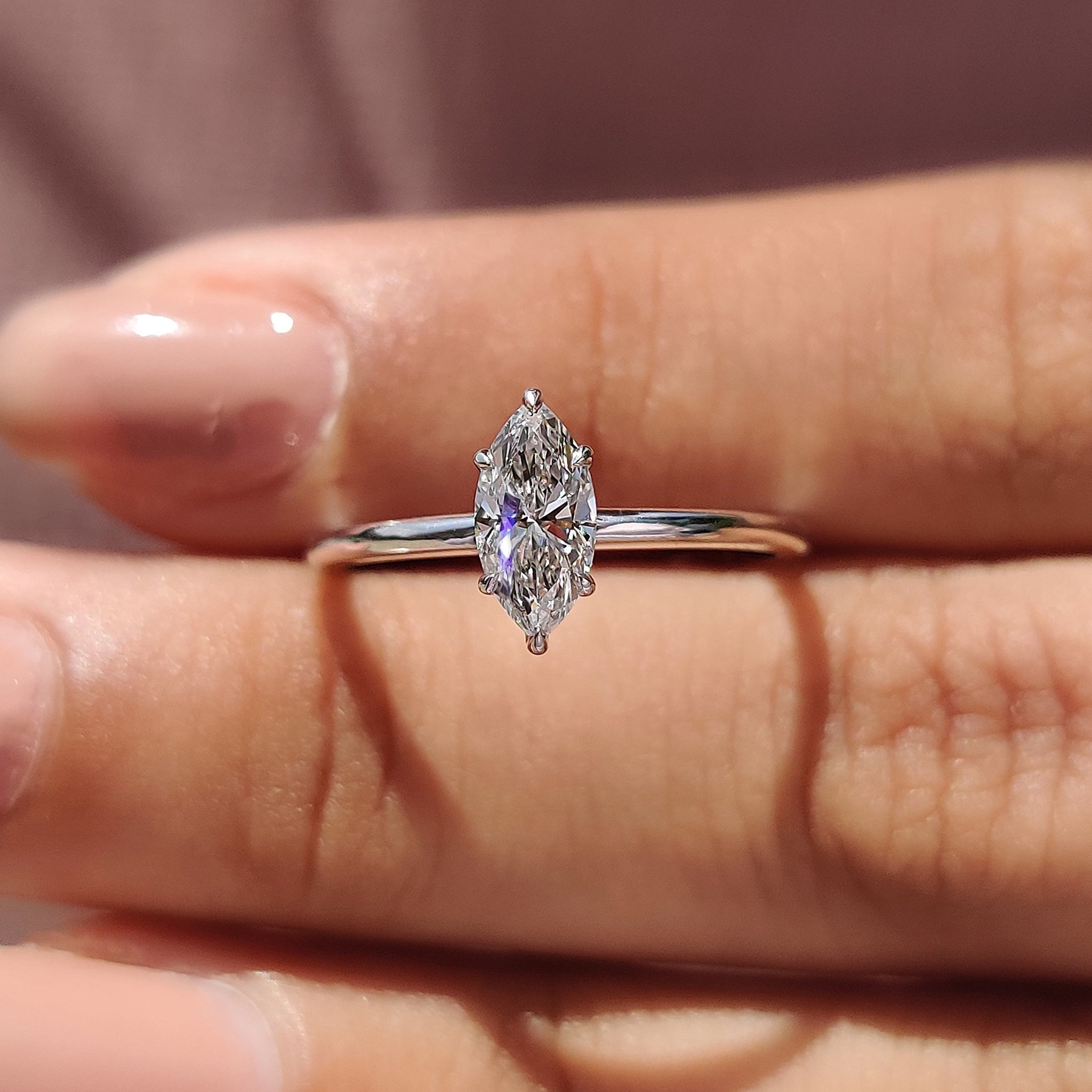 Marquise Diamond Engagement Ring In Solitaire Style