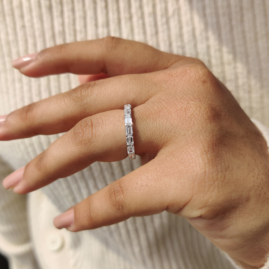 Full Eternity Emerald Cut Diamond Band