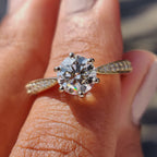 Round Cut Engagement Ring with Tapered Pave Setting