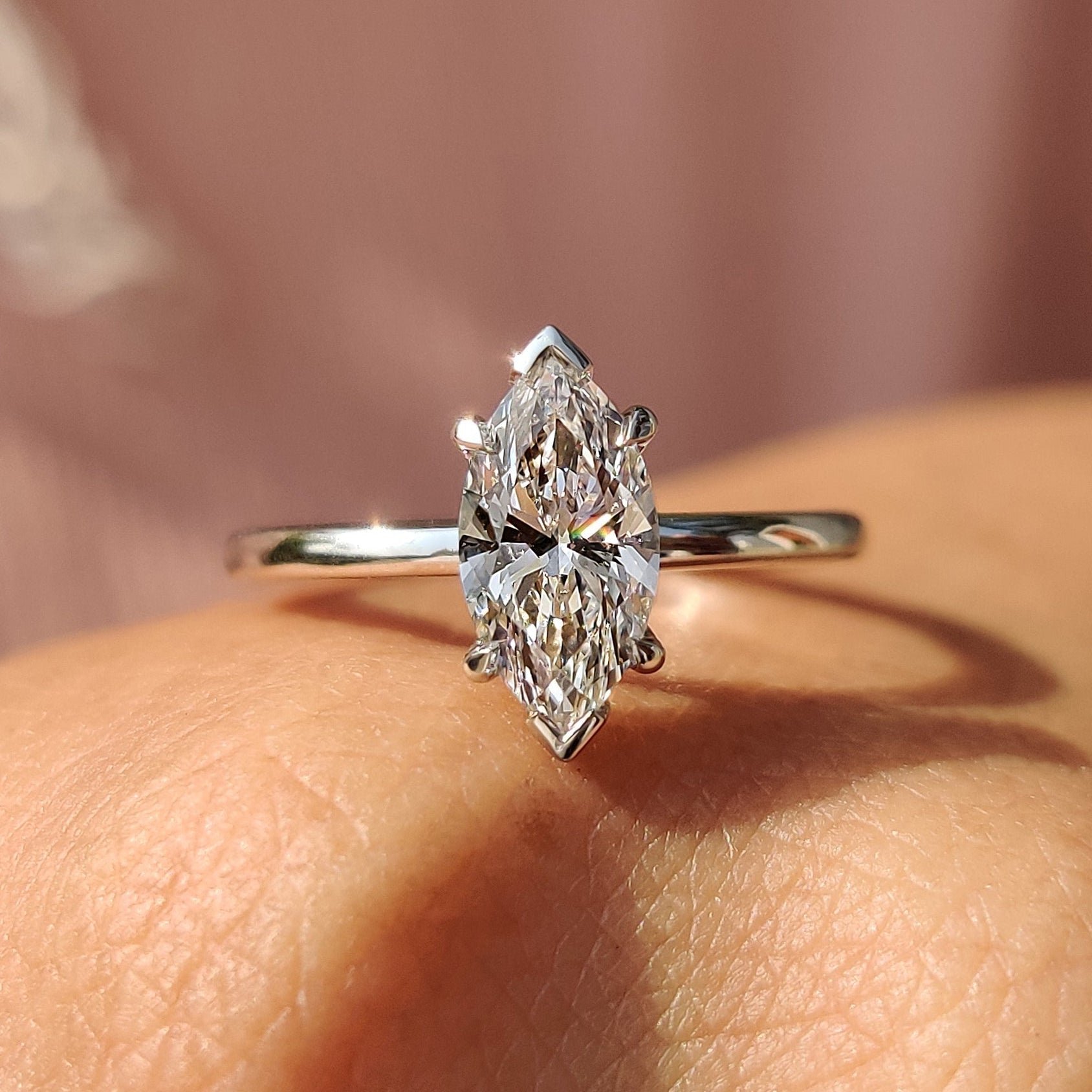 Marquise Cut Diamond Ring In Solitaire Setting Main image
