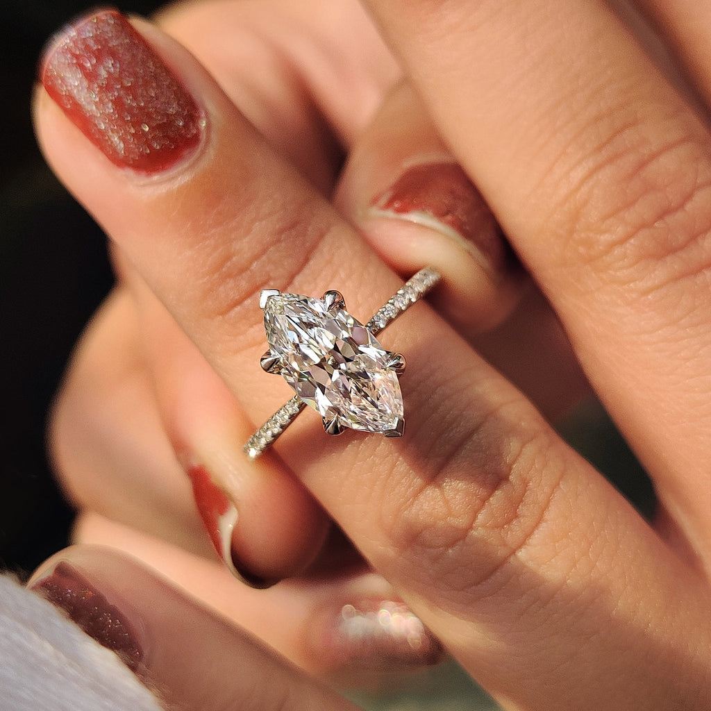 Old European Marquise Cut Ring In Pave Style