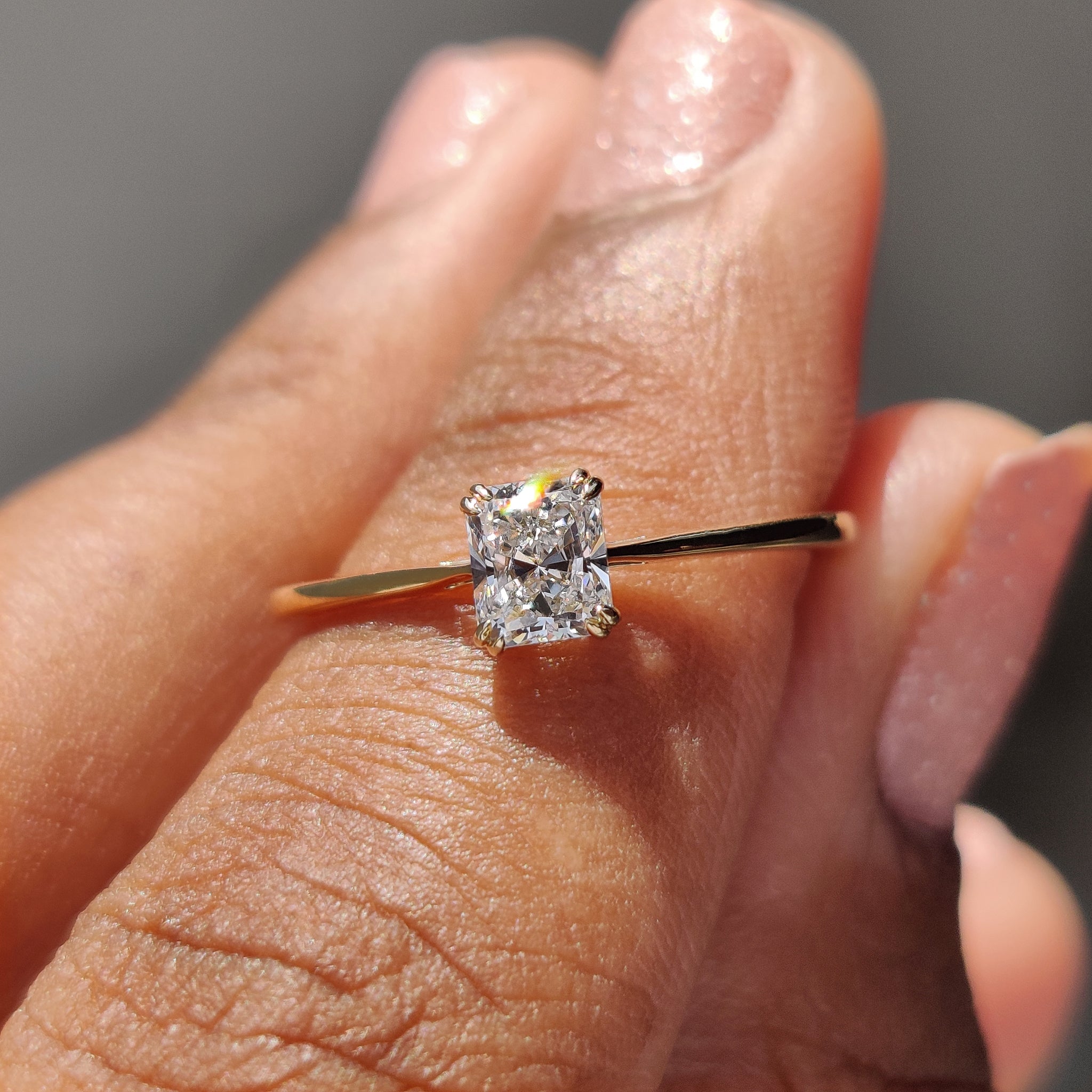 Radiant Cut Gold Engagement Ring in Solitaire Style Main image