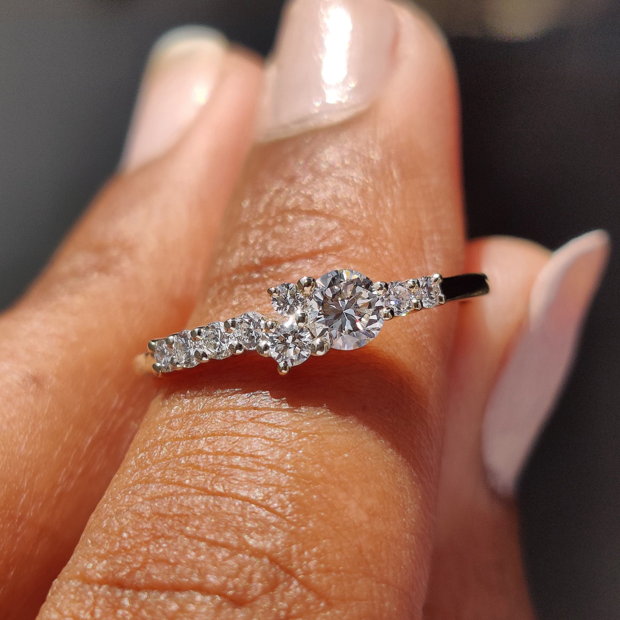 Cluster Engagement Ring With Round Cut Diamond Main image