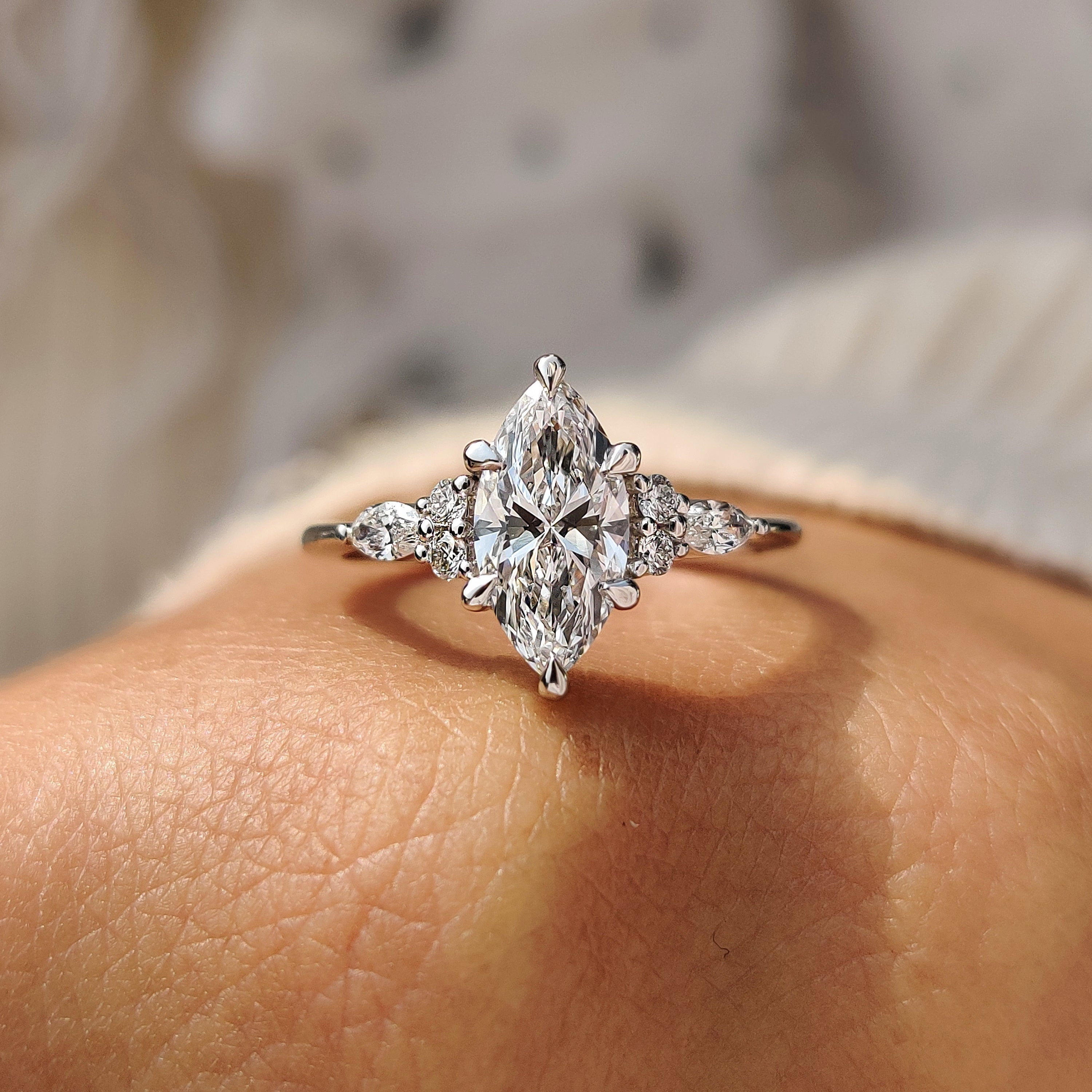 Lab Grown Marquise Diamond Ring In Muse Setting Secondary image