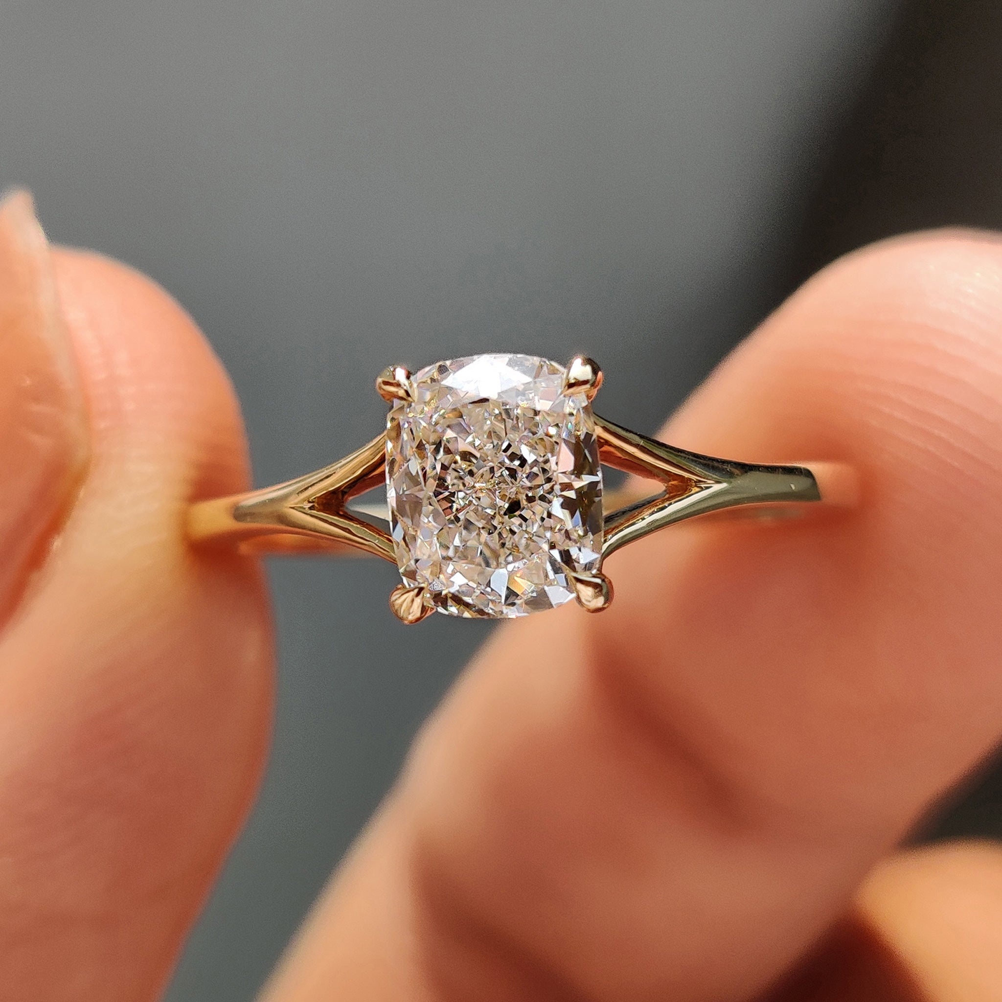 Cushion Diamond Ring In Split Shank Style Main image