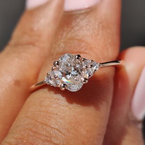 Oval Shaped Diamond Engagement Ring In Muse Style