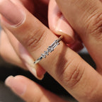 Morse Code Baguette And Round Wedding Band