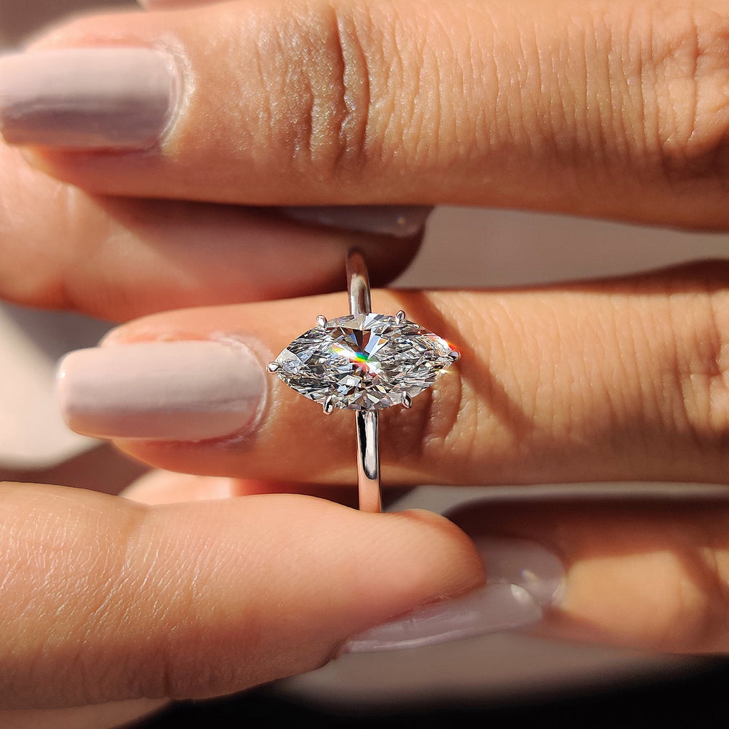 Marquise Diamond Engagement Ring in Classic Setting
