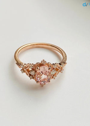 Fancy intense pink lab grown Whimsical gold Vintage engagement ring - DisneyValley