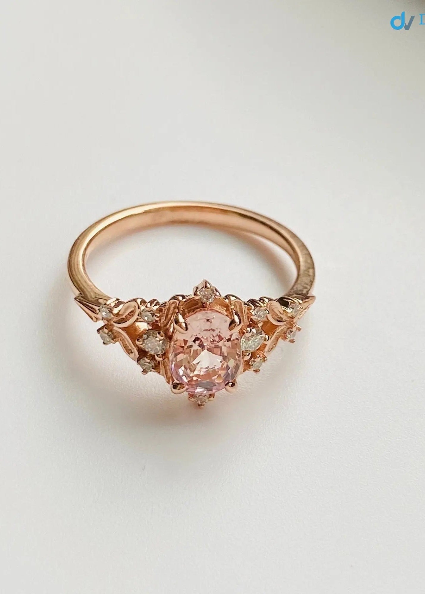 Fancy intense pink lab grown Whimsical gold Vintage engagement ring - DisneyValley