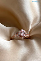 Fancy intense pink lab grown Whimsical gold Vintage engagement ring - DisneyValley