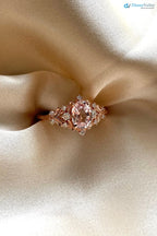 Fancy intense pink lab grown Whimsical gold Vintage engagement ring - DisneyValley