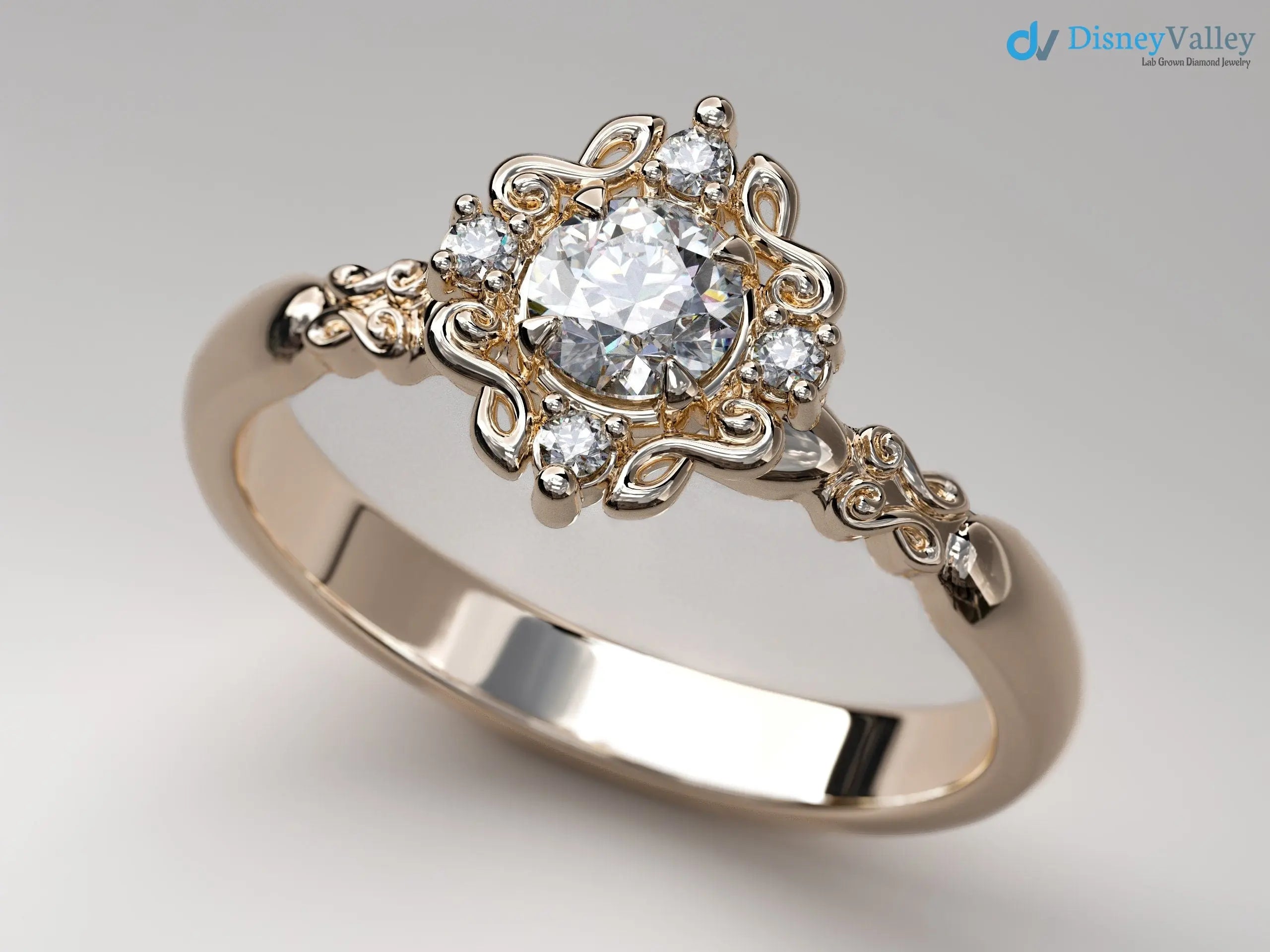 Feminine Detailing and Unique Diamond and Vintage Halo Wedding Rings - DisneyValley