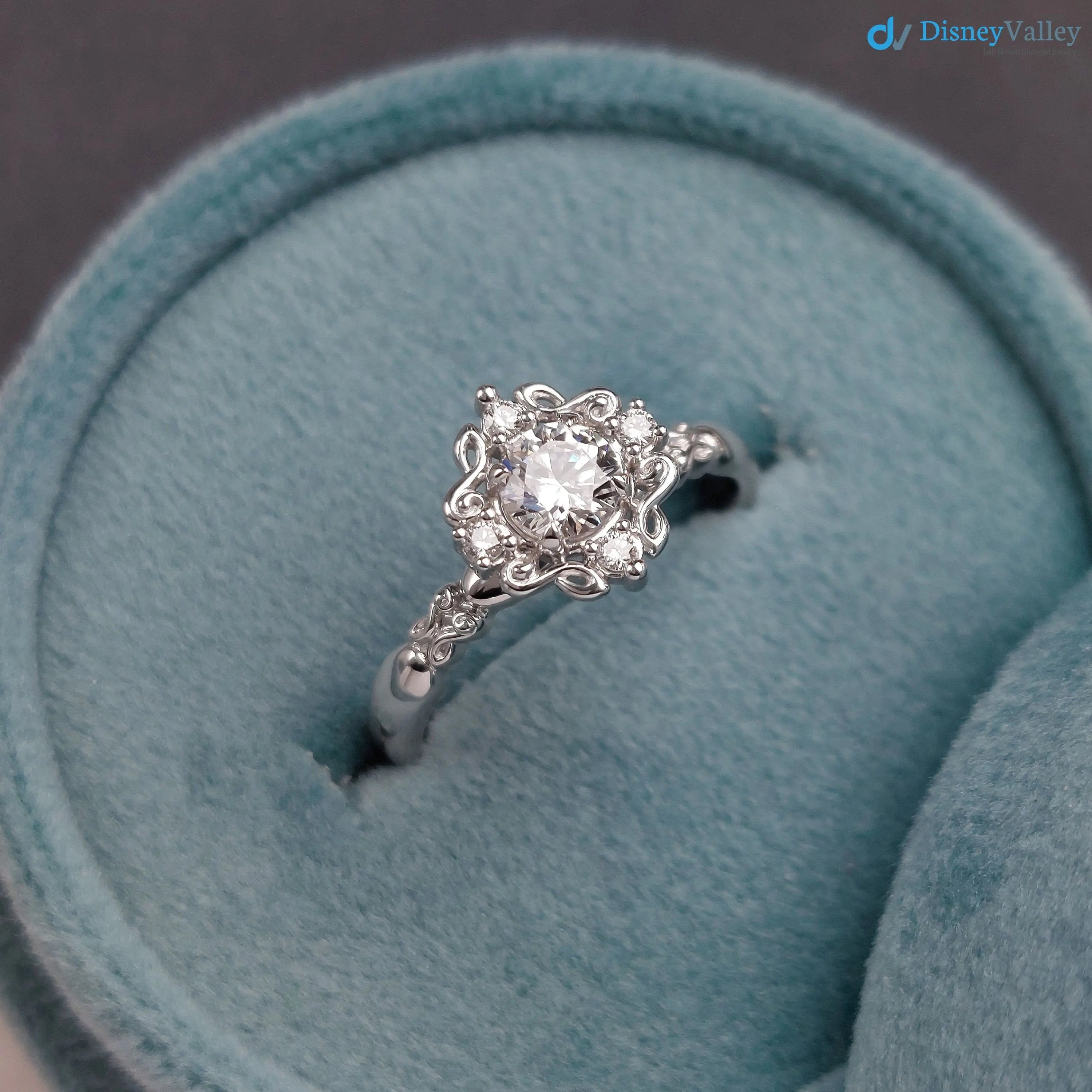 Feminine Detailing and Unique Diamond and Vintage Halo Wedding Rings - DisneyValley