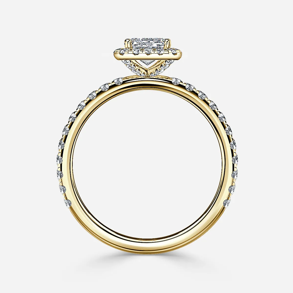 0.90 CT Radiant Moissanite Halo & Pave Engagement Ring