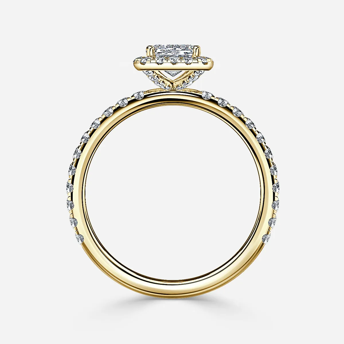 0.90 CT Radiant Moissanite Halo & Pave Engagement Ring