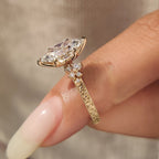 Dutch Marquise Diamond Ring with Hand Engraved Filigree Design