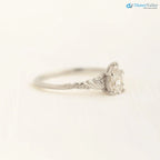Foliate engagement ring, wedding solitaire pear cut diamond vintage leaf ring DisneyValley