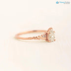 Foliate engagement ring, wedding solitaire pear cut diamond vintage leaf ring DisneyValley