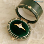 Foliate engagement ring, wedding solitaire pear cut diamond vintage leaf ring DisneyValley
