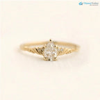 Foliate engagement ring, wedding solitaire pear cut diamond vintage leaf ring DisneyValley