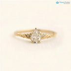 Foliate engagement ring, wedding solitaire pear cut diamond vintage leaf ring DisneyValley