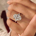 Oval Diamond Three Stone Engagement Ring With Pear Side Stone