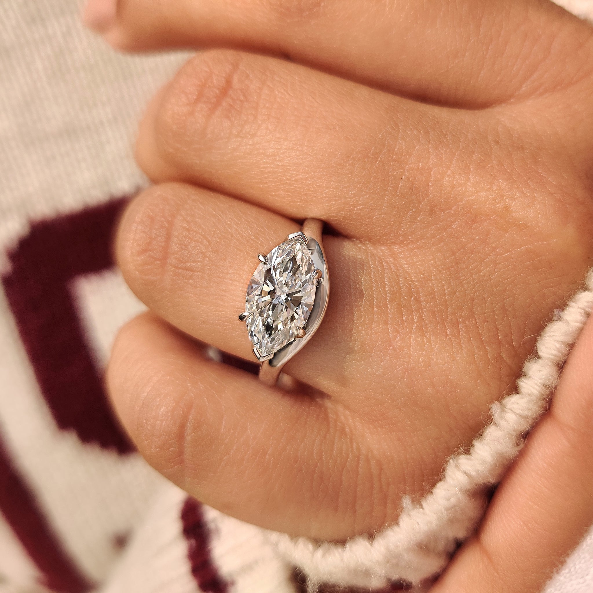 Marquise Diamond Engagement Ring in Solitaire Style