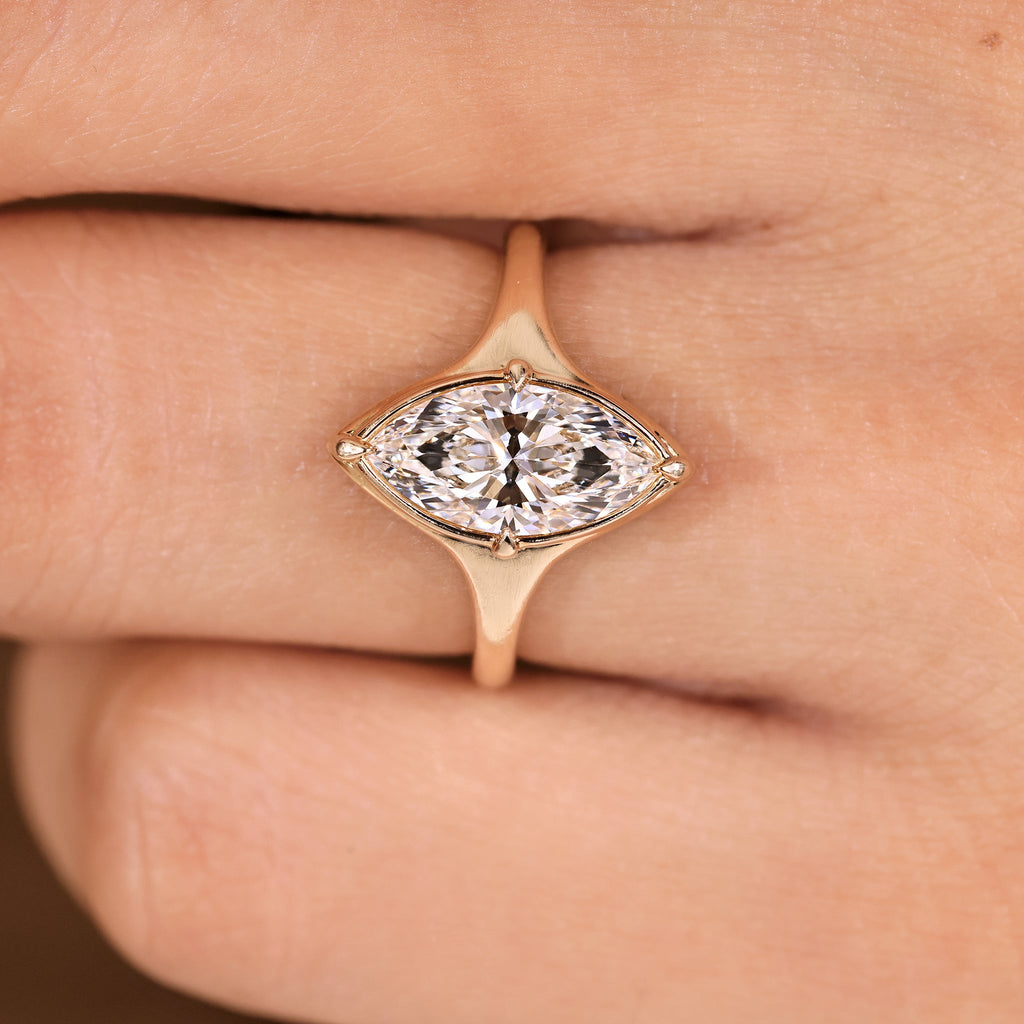 Marquise Cut Diamond Engagement Ring in Bezel Setting