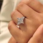 Three Stone Style Dutch Marquise Diamond Ring With Pear Side Stone