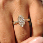 Marquise Cut Diamond Ring with Hidden Flower Crown