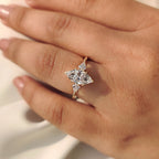 Vintage Style Marquise Diamond Ring with Basket Filigree Details